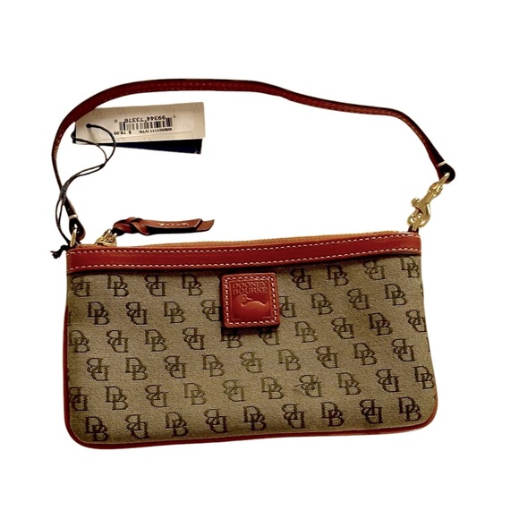 Dooney & Bourke Signature Pouchette/Wristlet Mini Purse Browns - Red Lining NWT - Picture 1 of 6